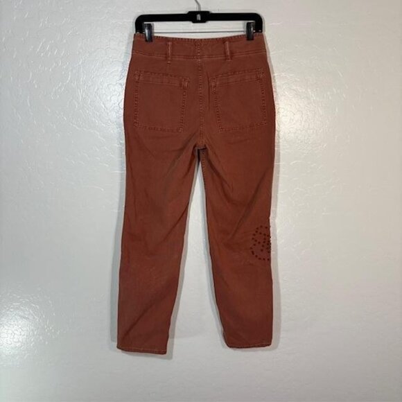 Anthropologie Pants Womens 27 Rust The Wanderer Studded Button Fly Utility - Picture 5 of 9